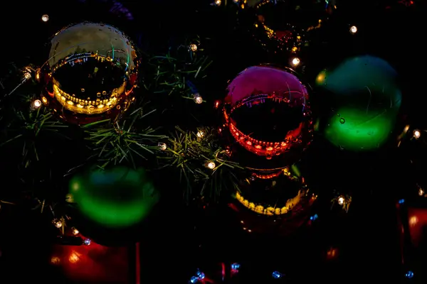 Christmas Decorations Garland Lights — Stock Photo, Image