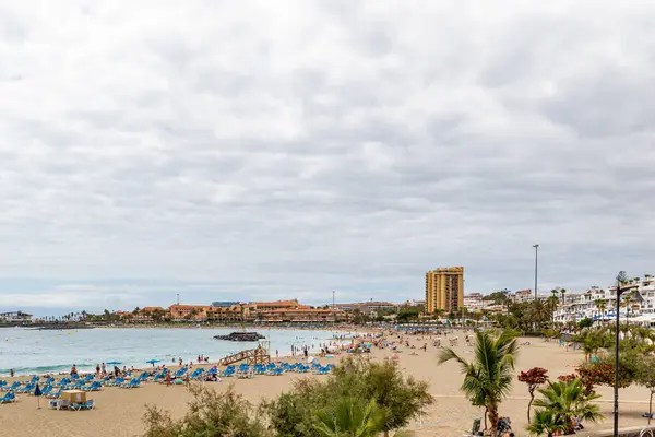 Playa Las Palmas Tenerife España Diciembre Personas Playa Las Mas — Foto de Stock