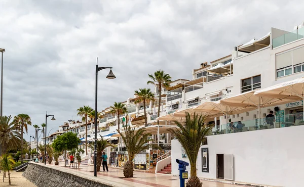 Puerto Los Cruz Tenerife España Febrero Personas Las Calles Tiendas — Foto de Stock