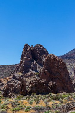 Volkanik dağ manzarası, Tenerife 'deki ulusal park, kanarya adası.