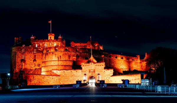 Oświetlony Zamek Edinburgh Edinburgh Szkocja — Zdjęcie stockowe