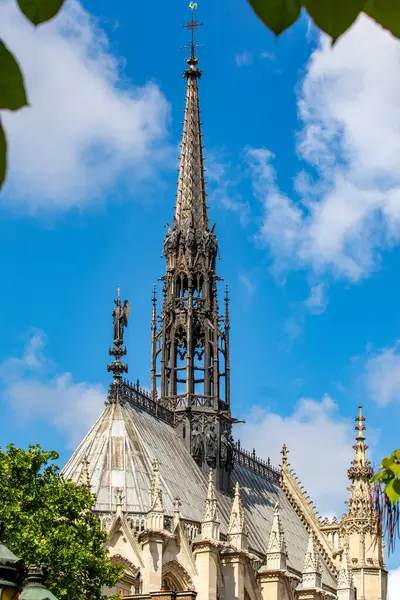 Paris France Mai Архитектурные Детали Фасада Notre Dame Paris Catherine — стоковое фото
