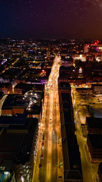 Nocny Widok Lotu Ptaka Piękne Miasto Tallinn Estonia — Zdjęcie stockowe