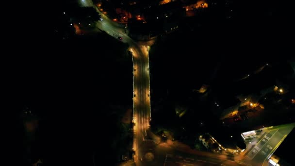 Vista Aérea Ciudad Por Noche — Vídeos de Stock