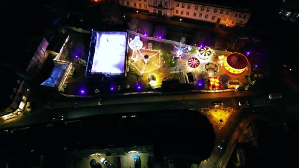 Letecký Pohled Barevná Městská Světla Noci — Stock video