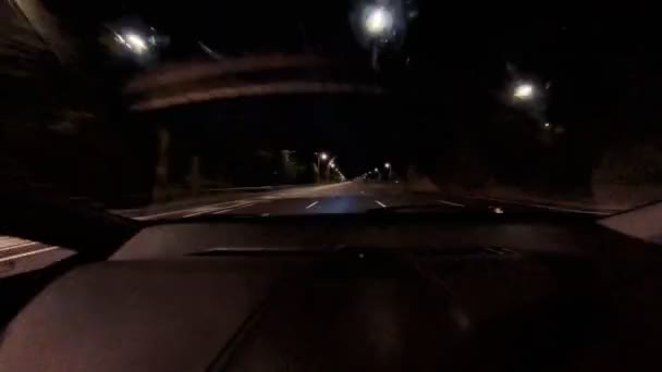 Coche Conducción Carretera Carretera Por Noche — Vídeos de Stock