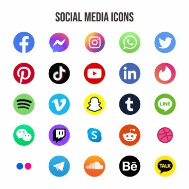 Düz çizgide sosyal medya simgeleri