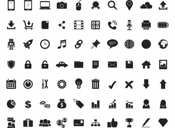 1 0 0 universal icons set, simple vector illustration