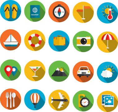 uzun gölgeli yaz vektör simgeleri