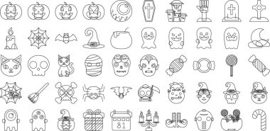 Cadılar Bayramı simgelerinin vektör kümesi