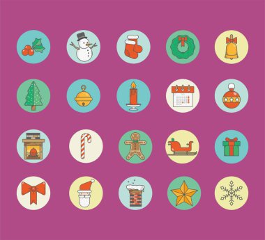 Noel ve yeni yıl ikonu. Vektör. düz tasarım biçimi