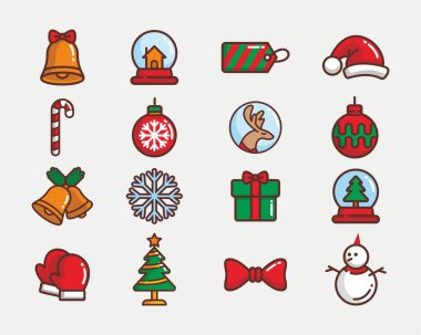 Noel ve Yeni Yıl simgesi kümesi, vektör