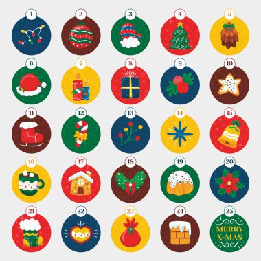 Bir dizi noel resmi. vektör illüstrasyonu.