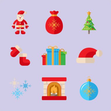 Simge vektör illüstrasyonunun Noel seti