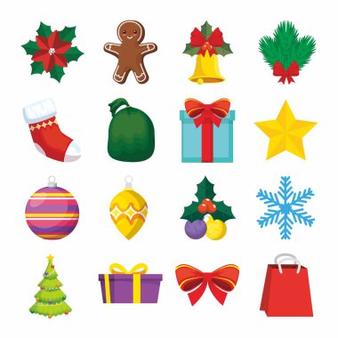 Noel simgeler vektör çizim seti