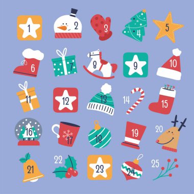 Noel ve Yeni Yıl 2016 simge seti