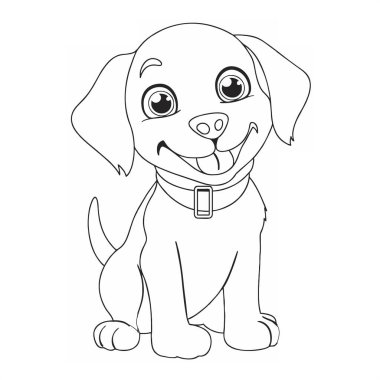 Renkli şirin bir köpek. Vektör çizimi. siyah ve beyaz