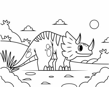 sevimli dinozor boyama sayfası