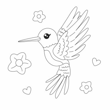 cute baby bird flying coloring page