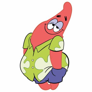 Beyaz arka planda izole edilmiş Süngermeme Kareleri 'ndeki komik Patrick Star çizgi filmi.