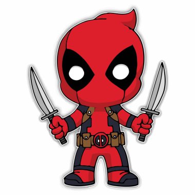 Kılıçlı çizgi film karakteri, vektör çizimi şeffaf arkaplanda izole edildi.