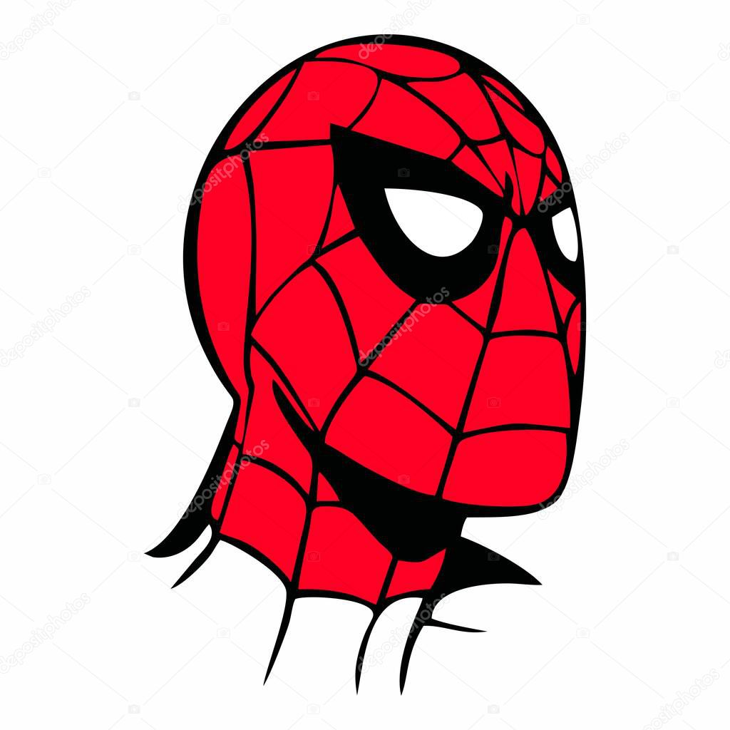Cartoon face of a spiderman with a red bow