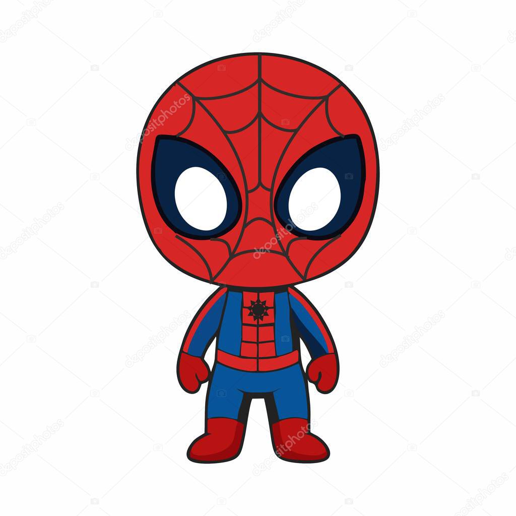 Cute cartoon spiderman vector illustration