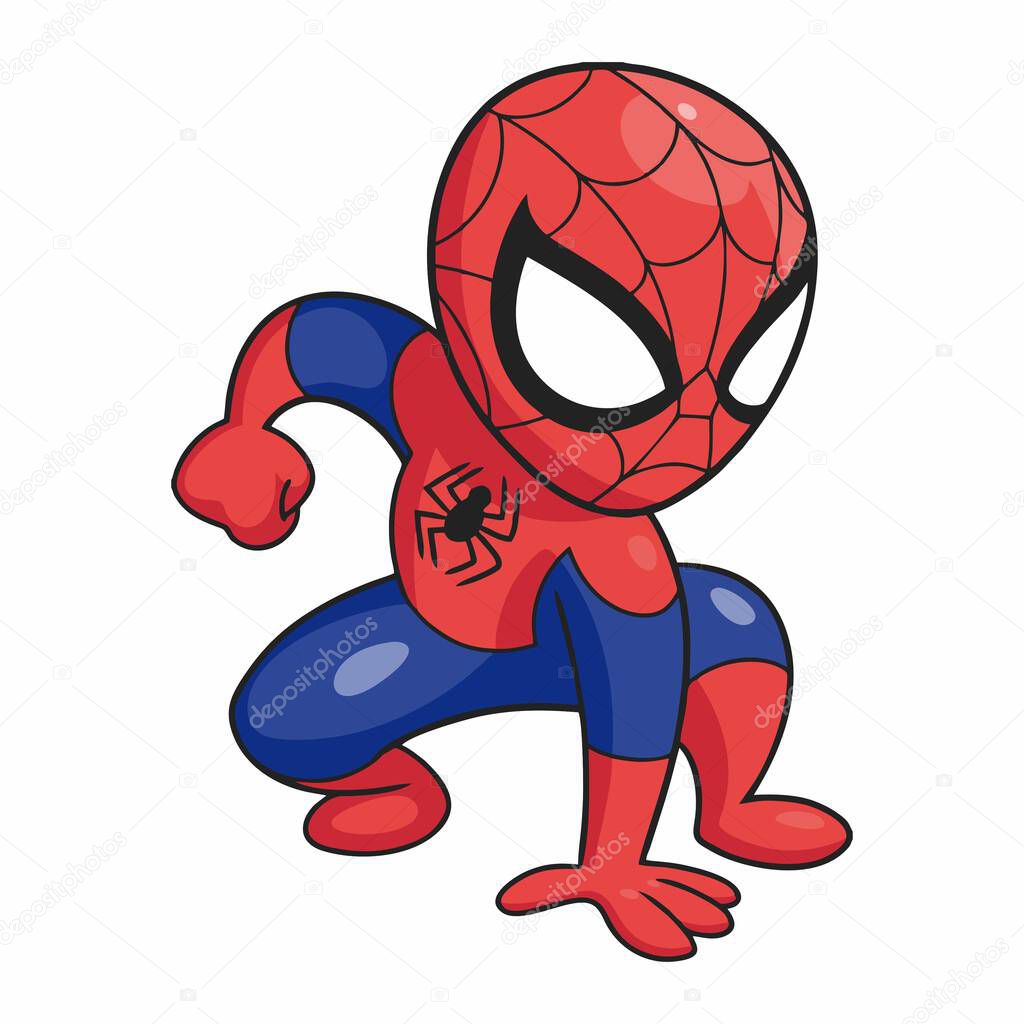 Vector illustration of cartoon super spiderman