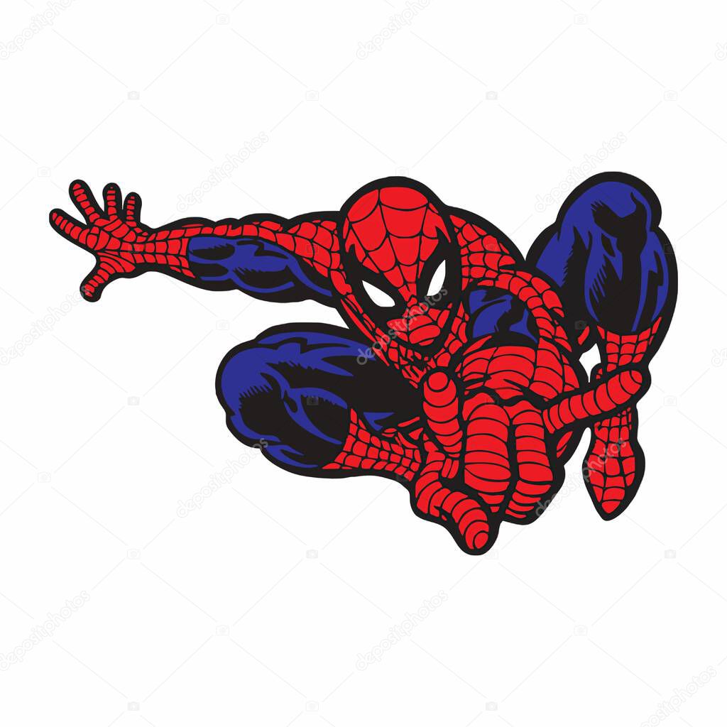 A cartoon vector illustrations of a super hero Spiderman