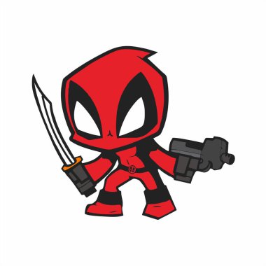 Süper kahraman Deadpool çizgi filminin vektör çizimi