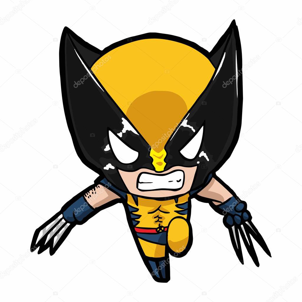 Vector illustrations wolverine superhero very strong and angry