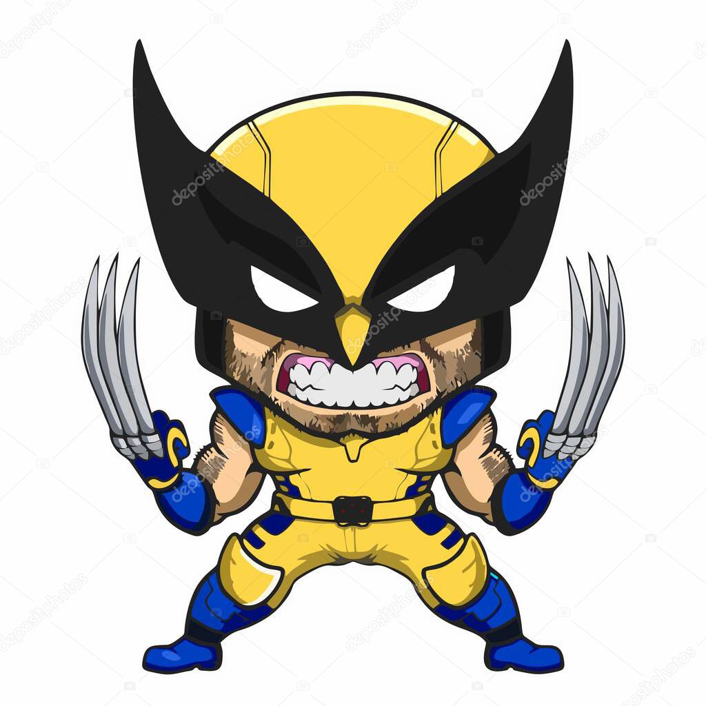 Vector illustrations wolverine superhero very strong and angry
