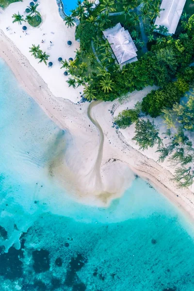 Aerial View Beautiful Tropical Beach Resort Sea Palm Trees Blue — Stock Photo, Image