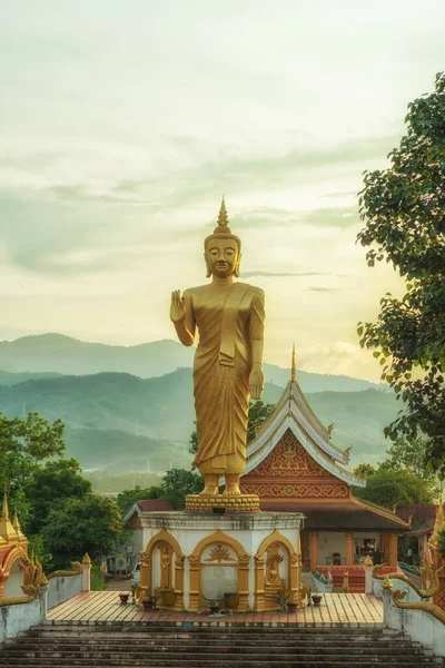 Vertical Photo Beautiful Buddha Image Sunset Northern Laos — kuvapankkivalokuva