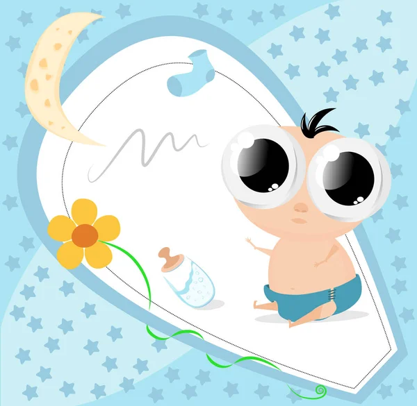 Carte Douche Bébé Avec Bébé Garçon Mignon — Image vectorielle