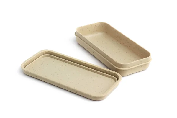 Обідня Коробка Ізольована Білому Тлі Пластикова Коробка — стокове фото
