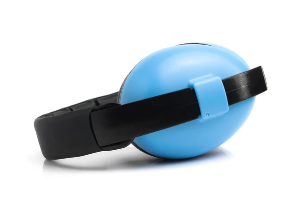 Blauer Ohrenschützer Isoliert Auf Weißem Hintergrund Kopfhörer Auf Weißem Hintergrund — Stockfoto