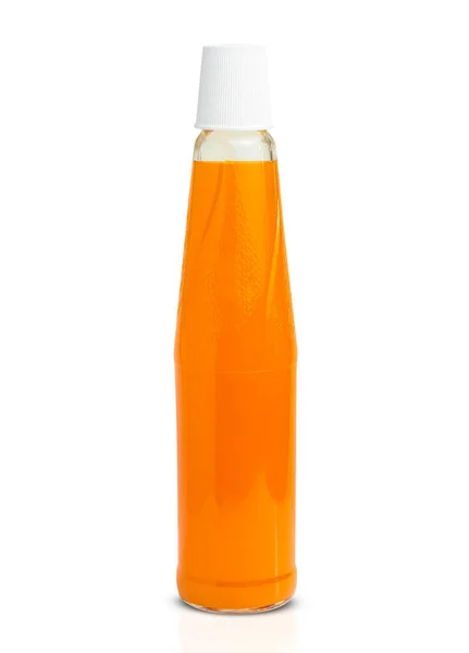 Апельсиновий Сік Скляна Пляшка Ізольовані Білому Тлі Відсічним Контуром — стокове фото