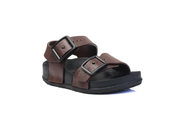 Men Leather Sandals Isolated White Background Children Summer Style Sandals — Stock Photo, Image