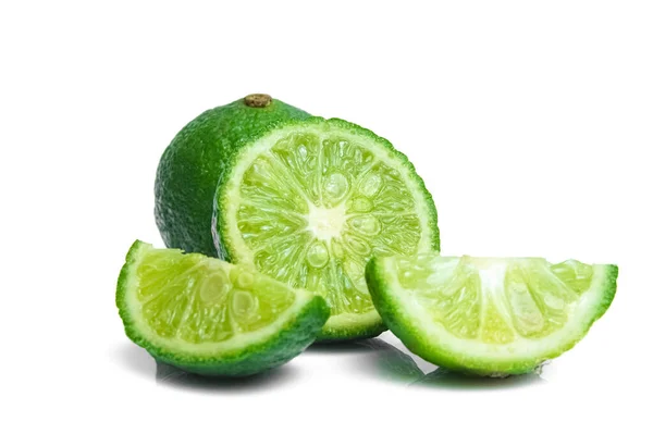 Lime Närbild Isolerad Vit Bakgrund — Stockfoto