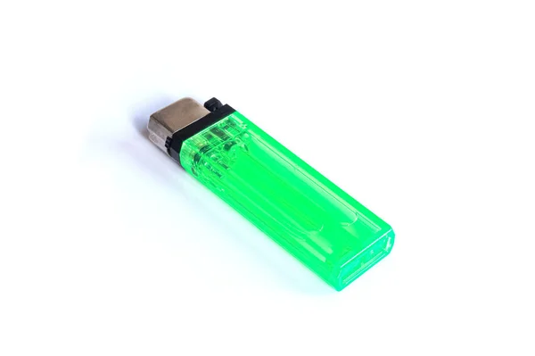 Zelený Zapalovač Izolované Bílém Pozadí — Stock fotografie