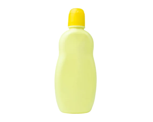 Žluté Kosmetické Balení Láhev Izolované Bílém Pozadí — Stock fotografie
