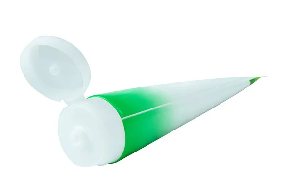 Leere Weiße Und Grüne Verpackungen Für Kosmetikschläuche Aus Creme Oder — Stockfoto