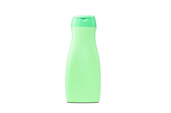 Продукти Догляду Тілом Пляшки Зеленому Кольорі Ізольовані Білому Тлі — стокове фото