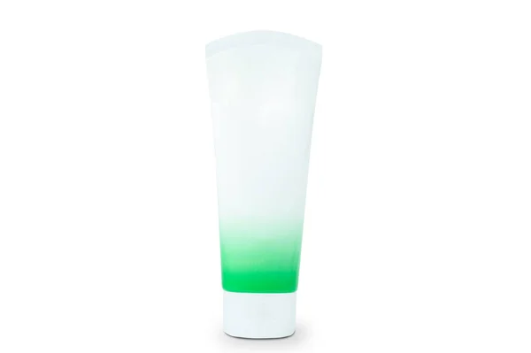 Leere Weiße Und Grüne Verpackungen Für Kosmetikschläuche Aus Creme Oder — Stockfoto