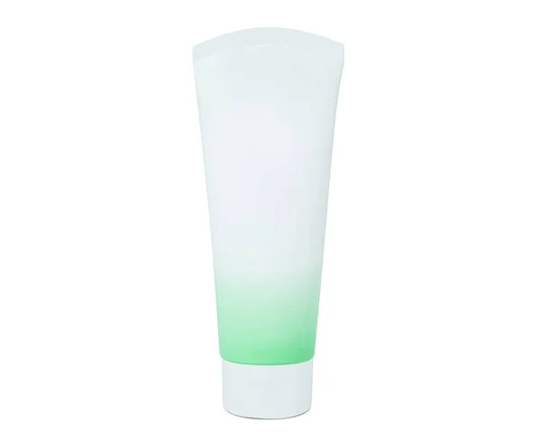 Prázdné Bílé Zelené Kosmetické Trubice Balení Krém Nebo Gel Připraven — Stock fotografie