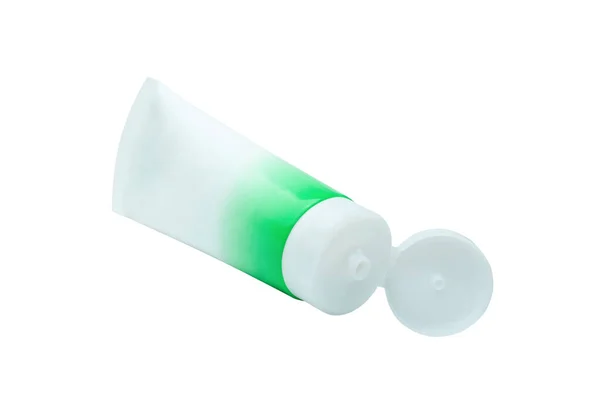 Embalagem Tubo Cosmético Branco Verde Branco Creme Gel Pronto Para — Fotografia de Stock