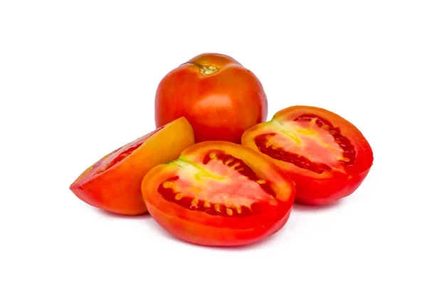 Tomate Isolado Sobre Fundo Branco Tomate Vermelho Fresco Com Caminho — Fotografia de Stock