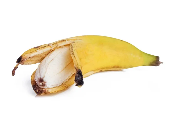Banán Izolovaný Bílém Pozadí Oříznutou Cestou Plnou Hloubkou Pole — Stock fotografie
