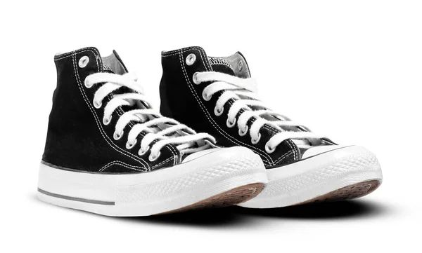 Svarta Sneakers Chucks Taylor Isolerad Vit Bakgrund — Stockfoto